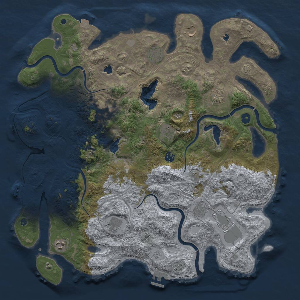 Rust Map: Procedural Map, Size: 4500, Seed: 420420115, 17 Monuments