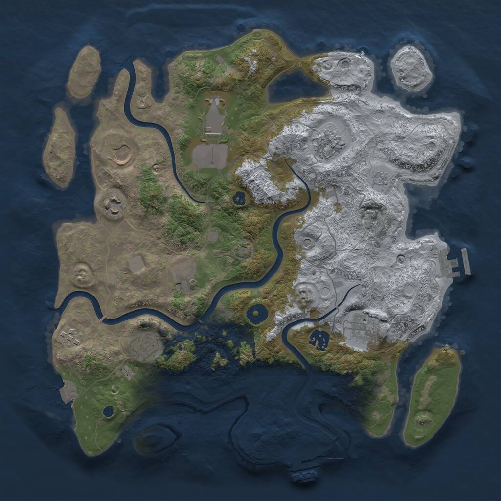 Rust Map: Procedural Map, Size: 3700, Seed: 878511409, 15 Monuments