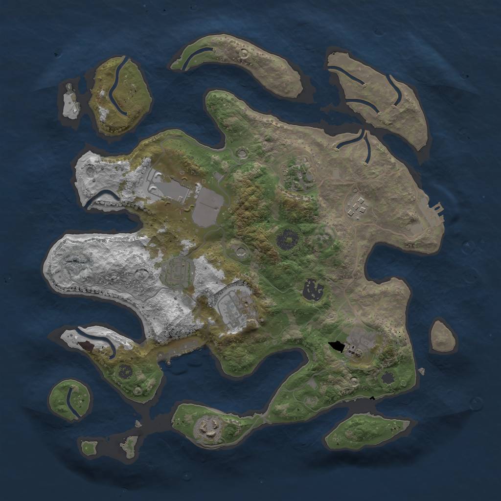 Rust Map: Procedural Map, Size: 3500, Seed: 4436752, 13 Monuments