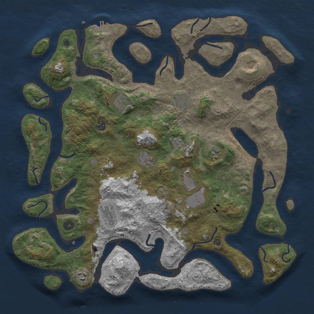 Rust Map: Procedural Map, Size: 4500, Seed: 2073715635, 14 Monuments