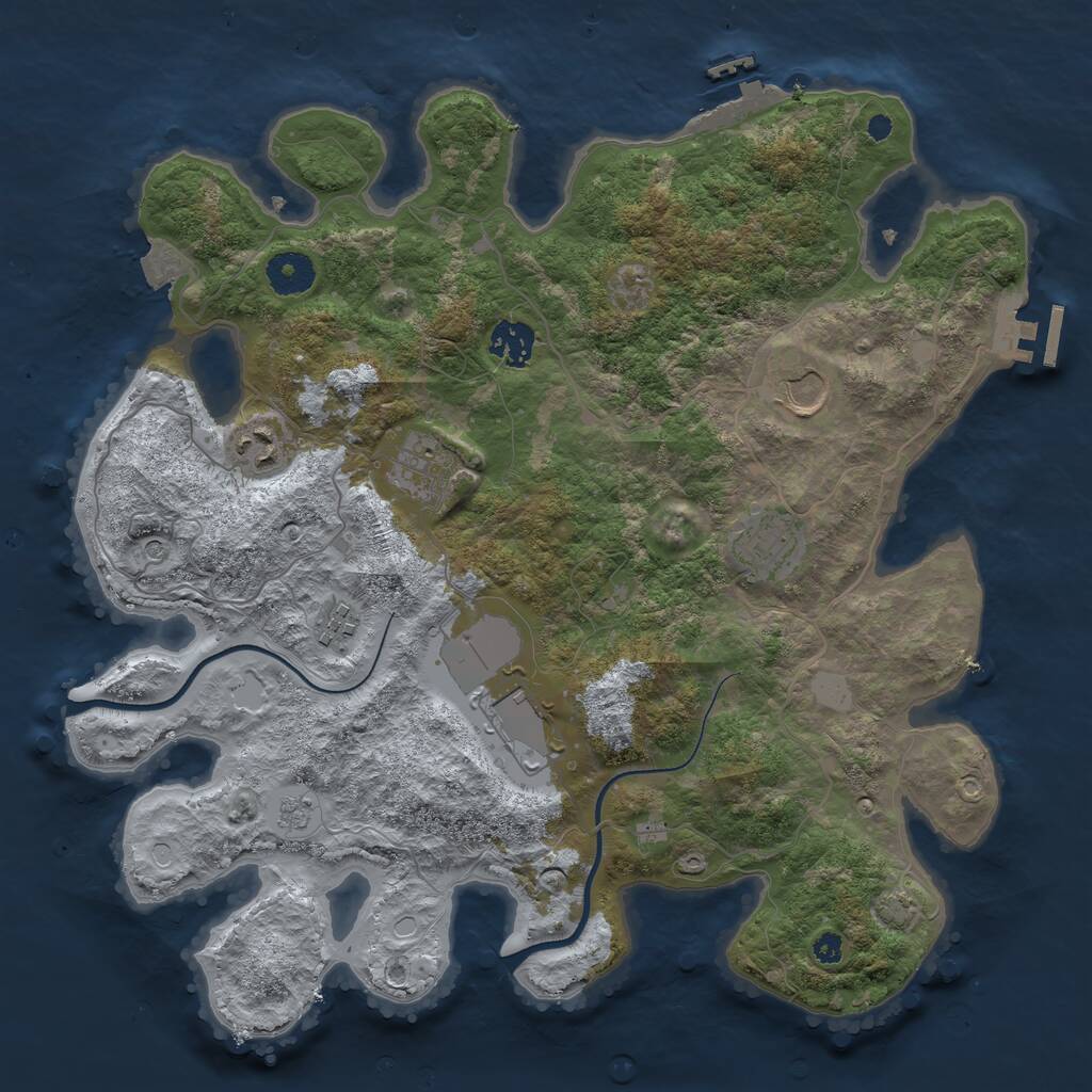 Rust Map: Procedural Map, Size: 3600, Seed: 2081380926, 13 Monuments