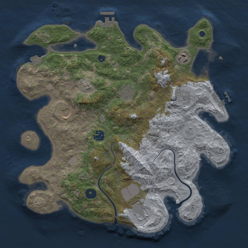 Rust Map: Procedural Map, Size: 3500, Seed: 1210510537, 12 Monuments