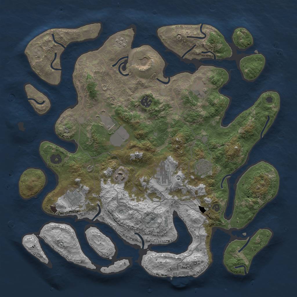 Rust Map: Procedural Map, Size: 4000, Seed: 1493034230, 13 Monuments