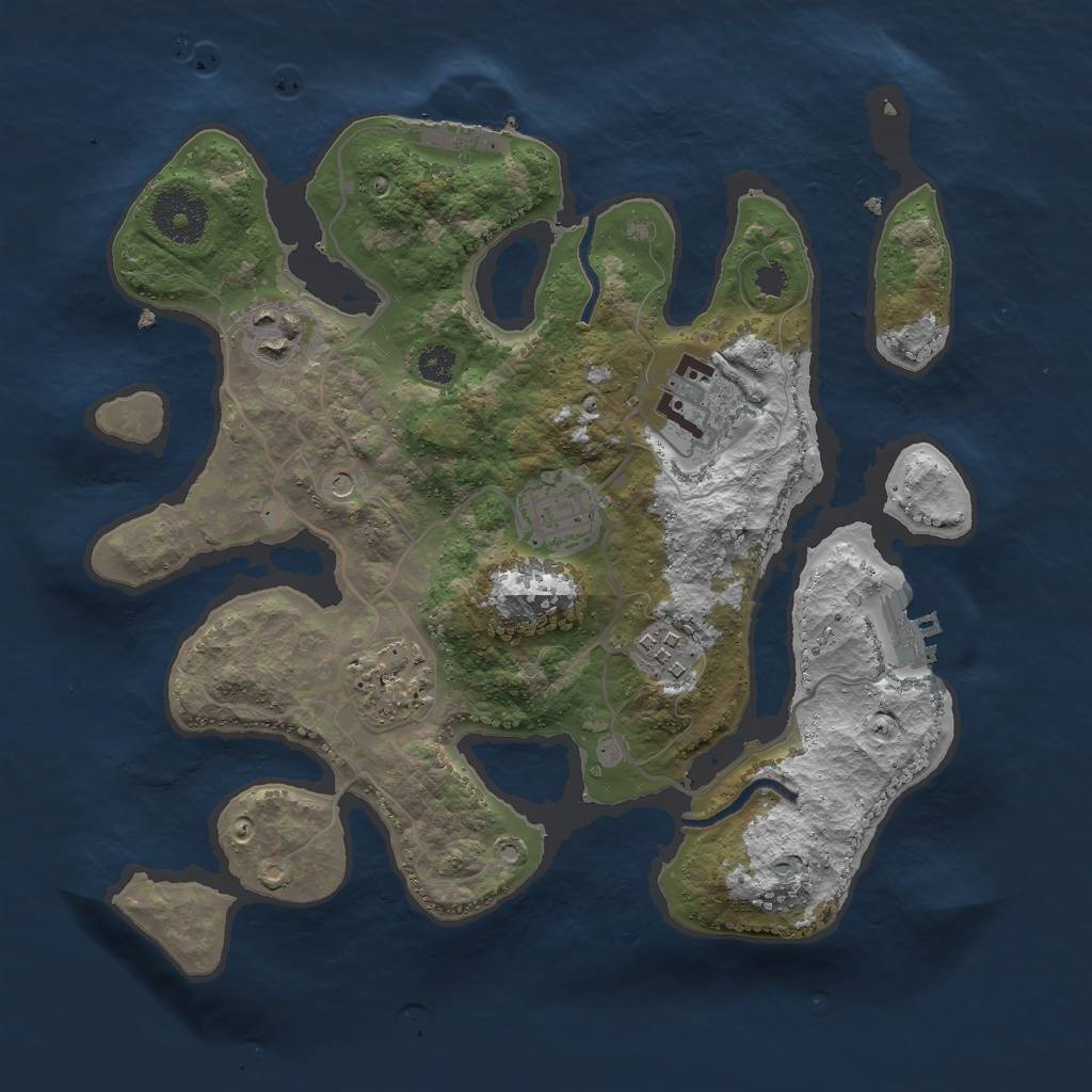 Rust Map: Procedural Map, Size: 3000, Seed: 772306, 10 Monuments