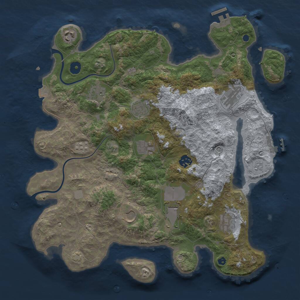 Rust Map: Procedural Map, Size: 3750, Seed: 790224646, 16 Monuments