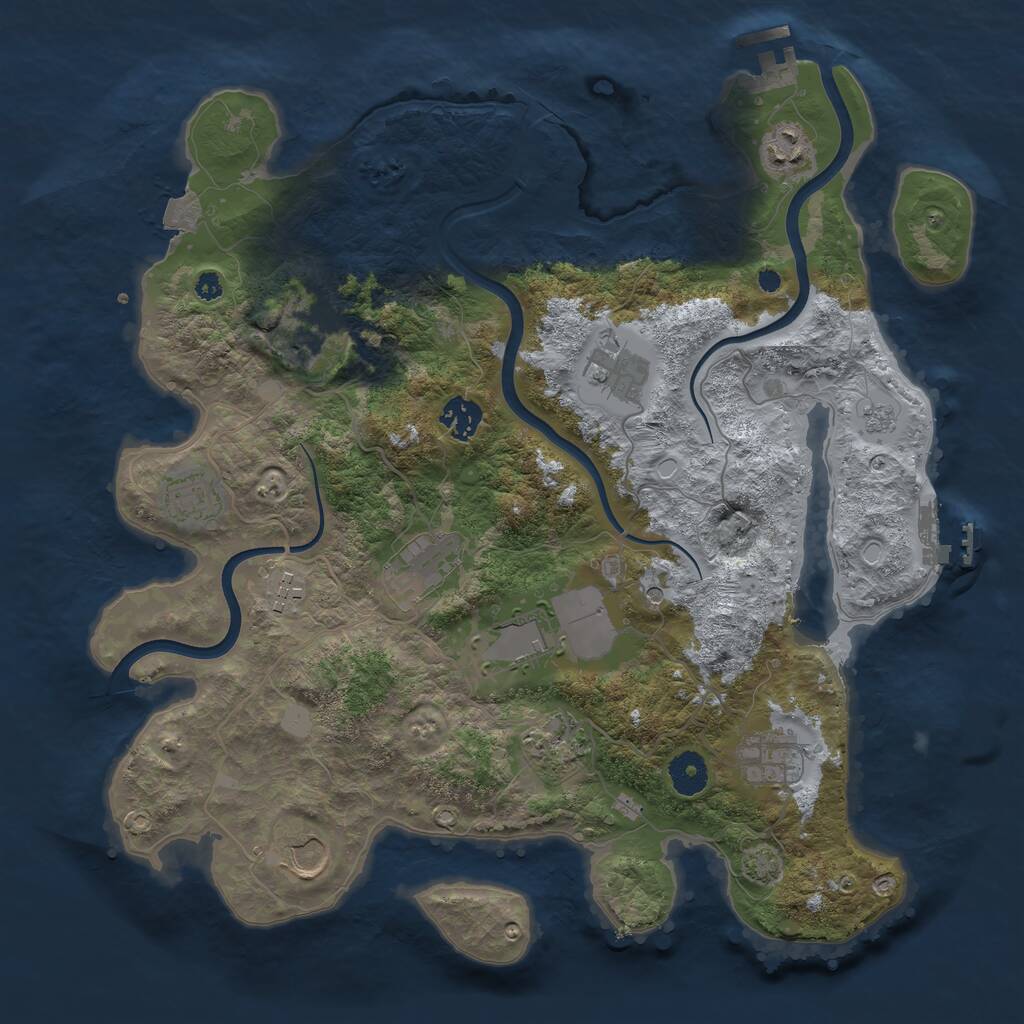 Rust Map: Procedural Map, Size: 3750, Seed: 790224646, 17 Monuments