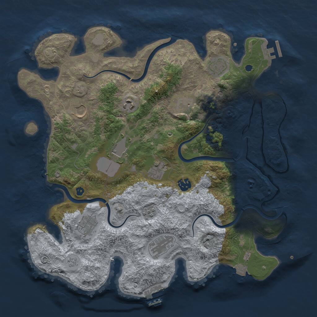 Rust Map: Procedural Map, Size: 3750, Seed: 102717021, 16 Monuments