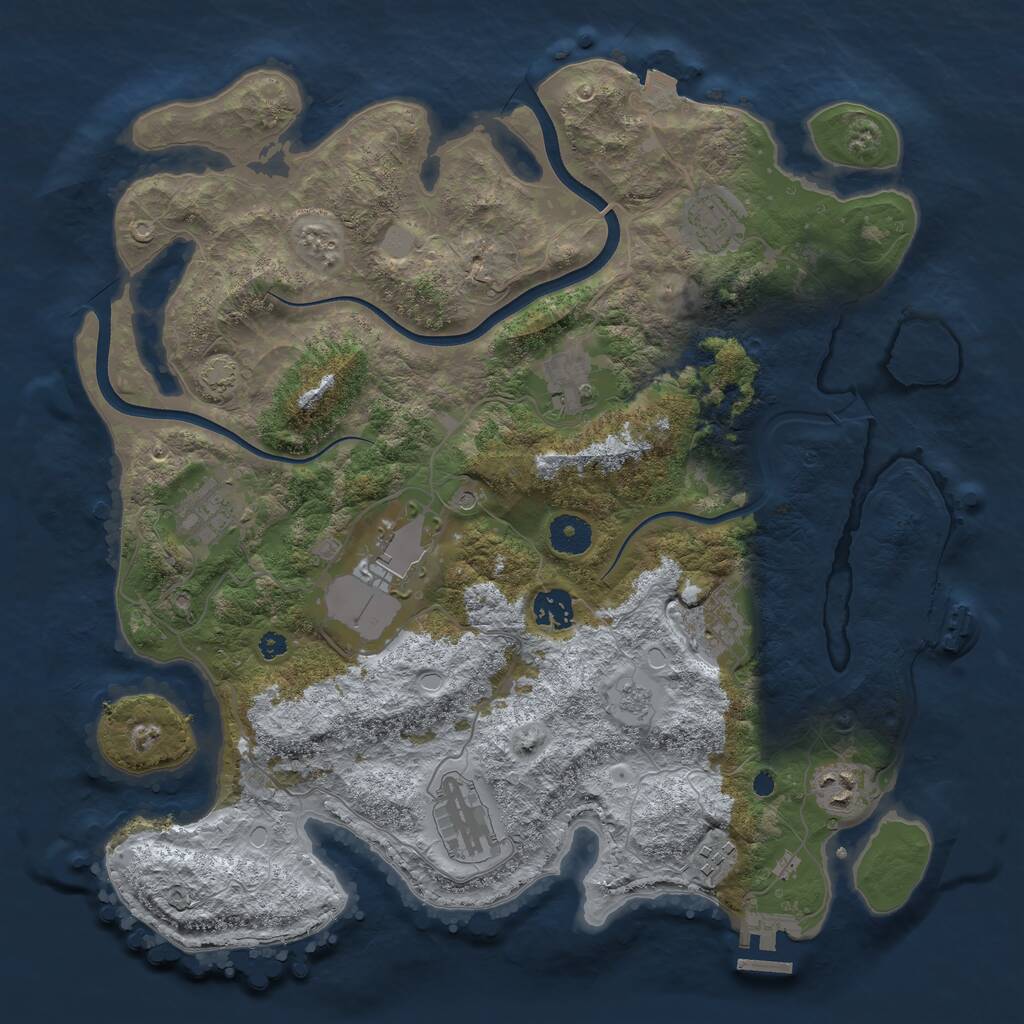 Rust Map: Procedural Map, Size: 3750, Seed: 322655609, 15 Monuments