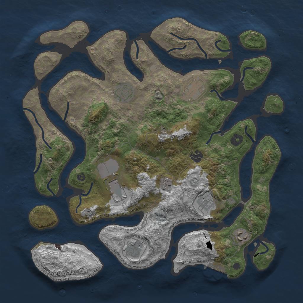 Rust Map: Procedural Map, Size: 3750, Seed: 322655609, 12 Monuments