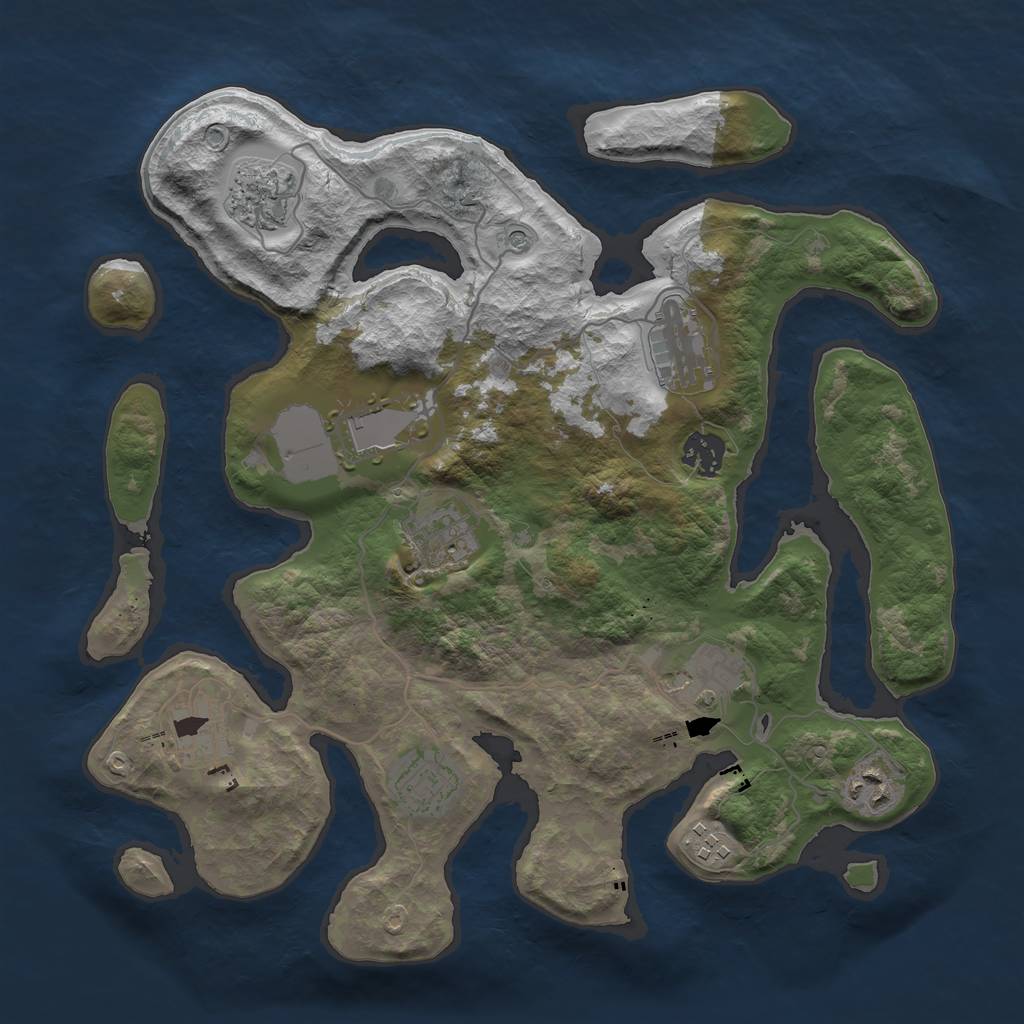 Rust Map: Barren, Size: 3500, Seed: 1173489704, 13 Monuments