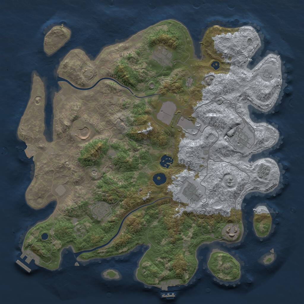 Rust Map: Procedural Map, Size: 3600, Seed: 71121, 15 Monuments