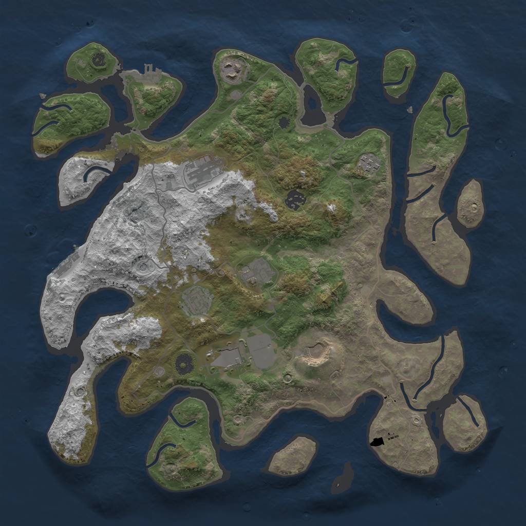 Rust Map: Procedural Map, Size: 4000, Seed: 604084985, 13 Monuments