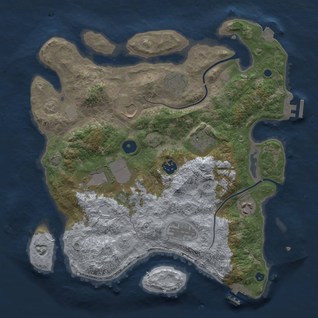 Rust Map: Procedural Map, Size: 3500, Seed: 12649, 13 Monuments