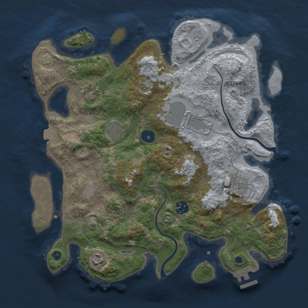 Rust Map: Procedural Map, Size: 3500, Seed: 756564, 11 Monuments