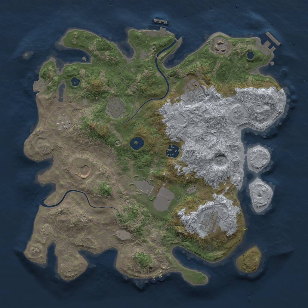 Rust Map: Procedural Map, Size: 3500, Seed: 17721, 14 Monuments