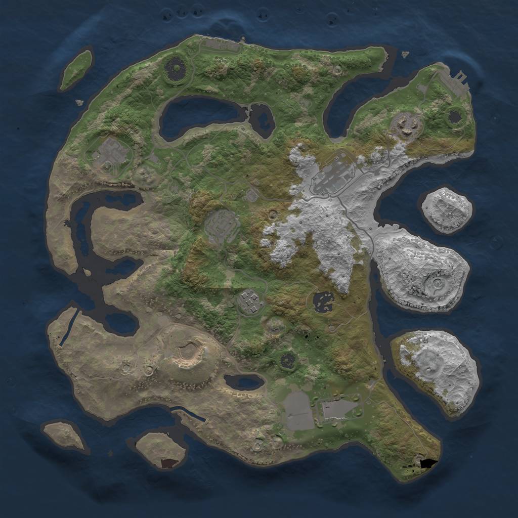 Rust Map: Procedural Map, Size: 3500, Seed: 1918430551, 13 Monuments