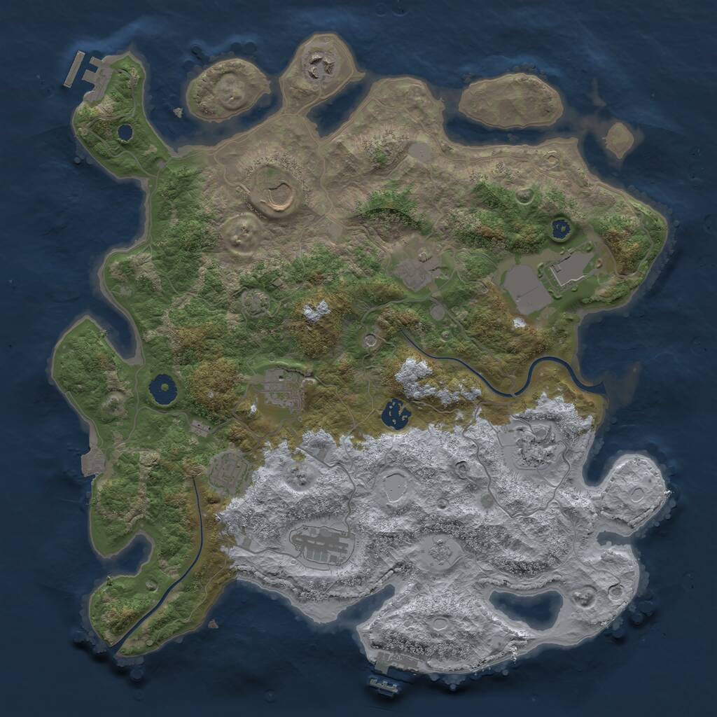 Rust Map: Procedural Map, Size: 3800, Seed: 718293, 15 Monuments