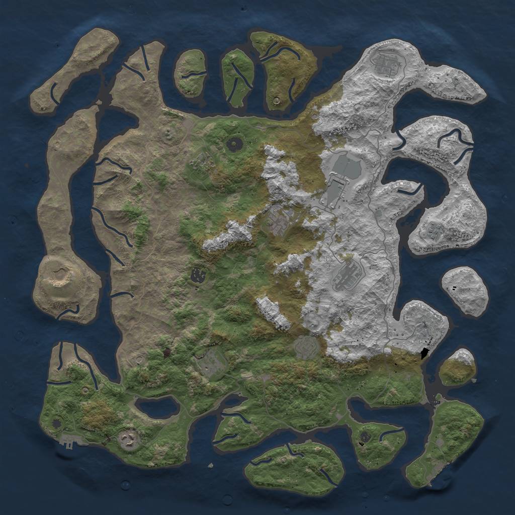 Rust Map: Procedural Map, Size: 5000, Seed: 35392, 16 Monuments