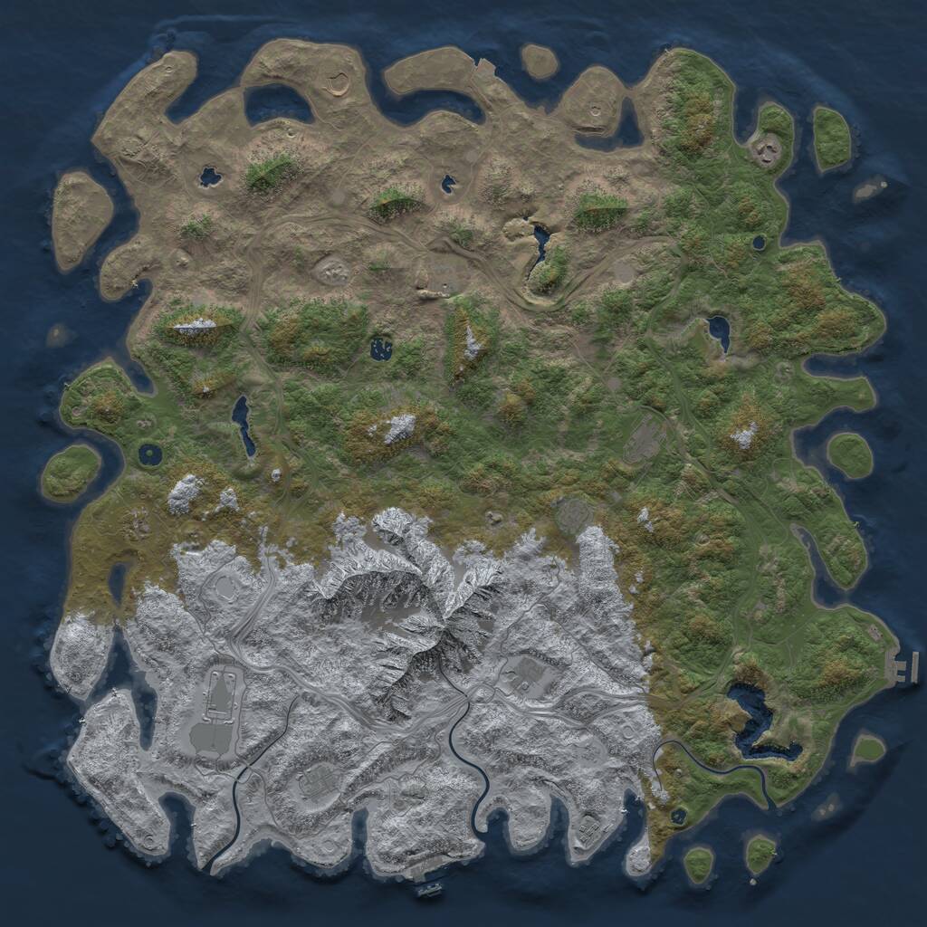 Rust Map: Procedural Map, Size: 6000, Seed: 30678, 17 Monuments