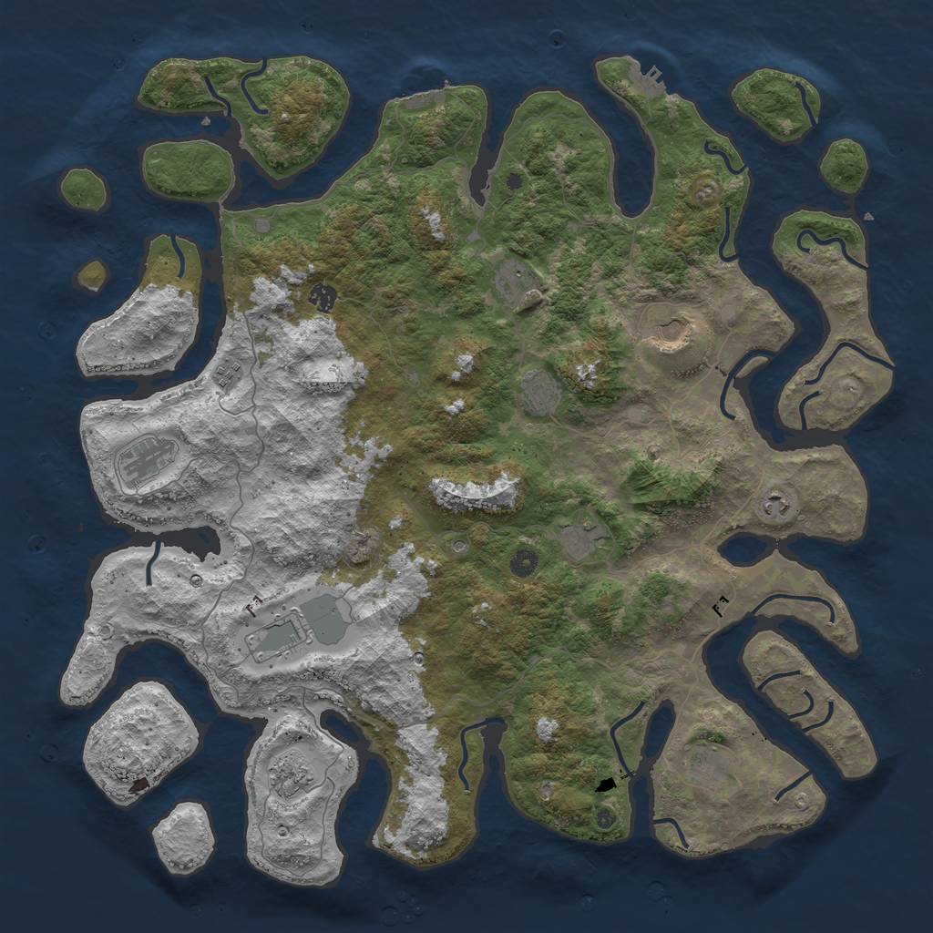 Rust Map: Procedural Map, Size: 5000, Seed: 11551707, 16 Monuments