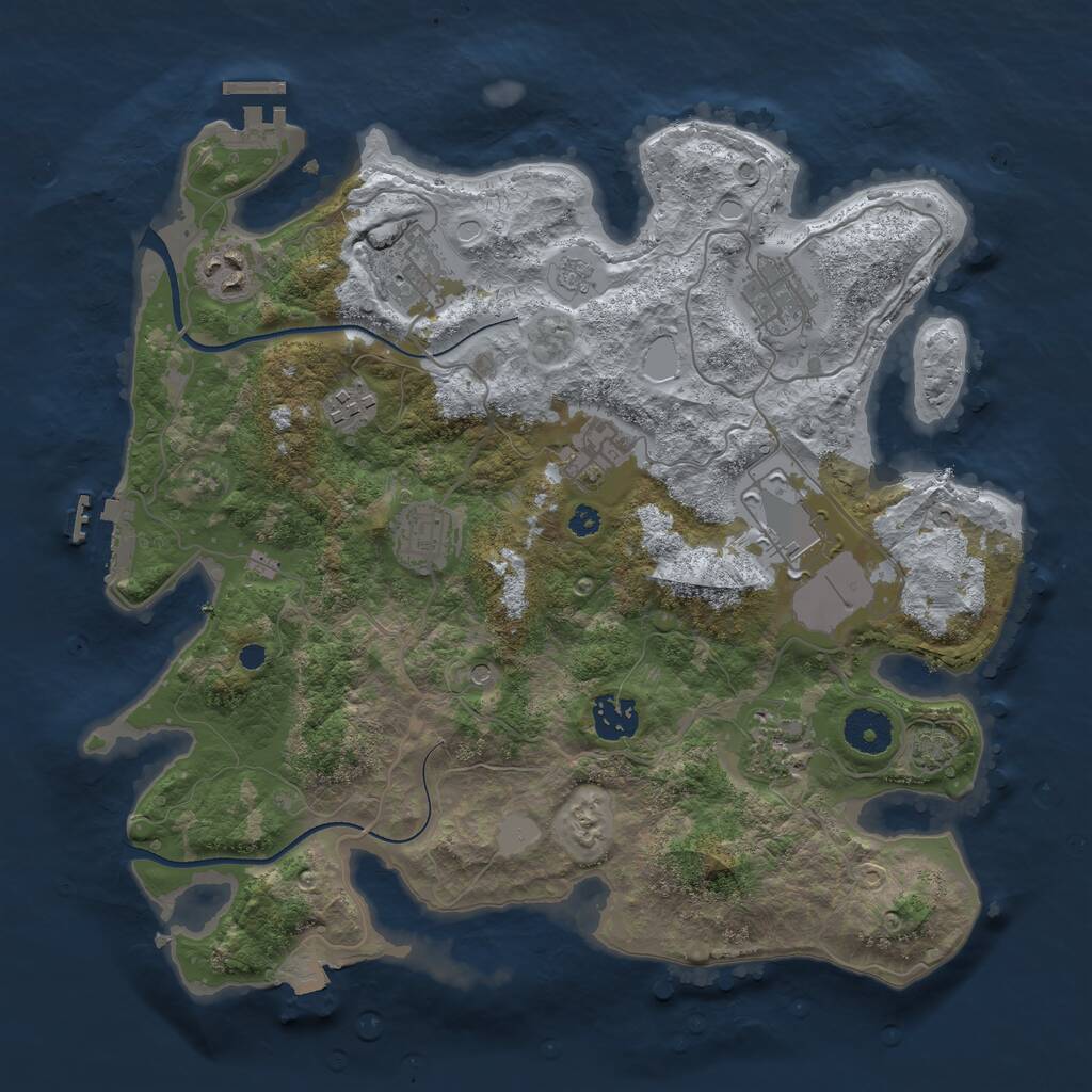 Rust Map: Procedural Map, Size: 3500, Seed: 6123, 15 Monuments