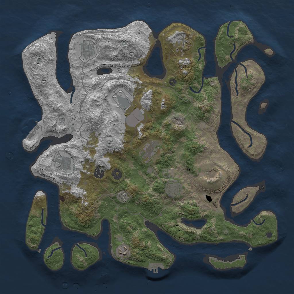 Rust Map: Procedural Map, Size: 4100, Seed: 25641675, 15 Monuments