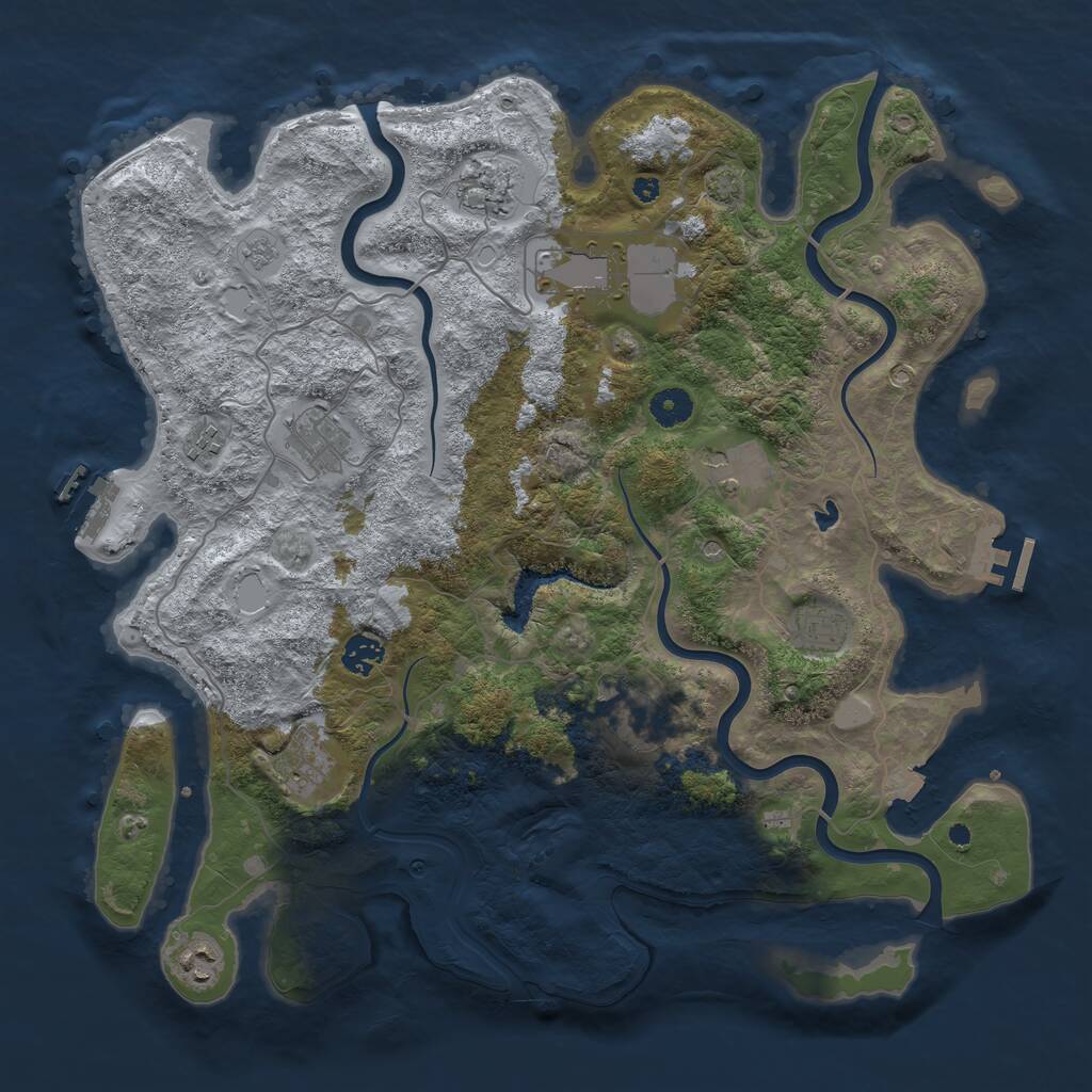 Rust Map: Procedural Map, Size: 4100, Seed: 25641675, 16 Monuments