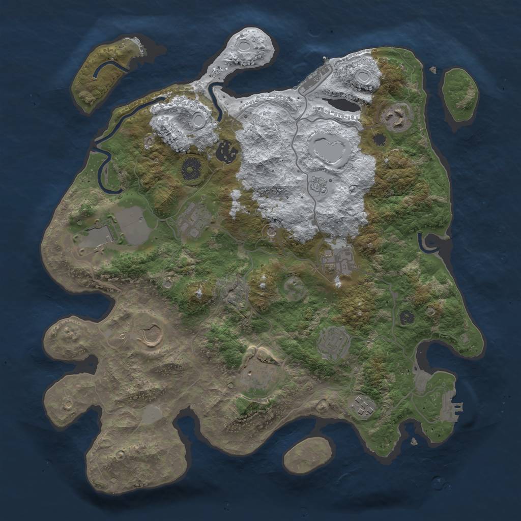 Rust Map: Procedural Map, Size: 3600, Seed: 1671136770, 18 Monuments