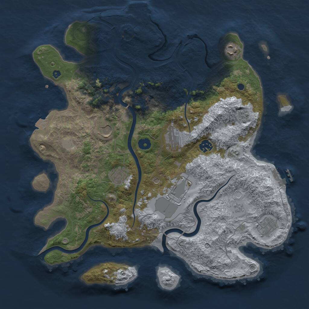 Rust Map: Procedural Map, Size: 3800, Seed: 132236669, 14 Monuments