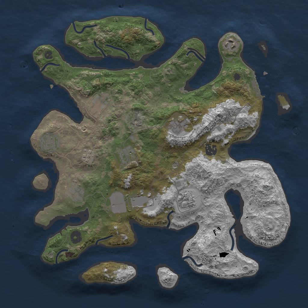 Rust Map: Procedural Map, Size: 3800, Seed: 132236669, 14 Monuments