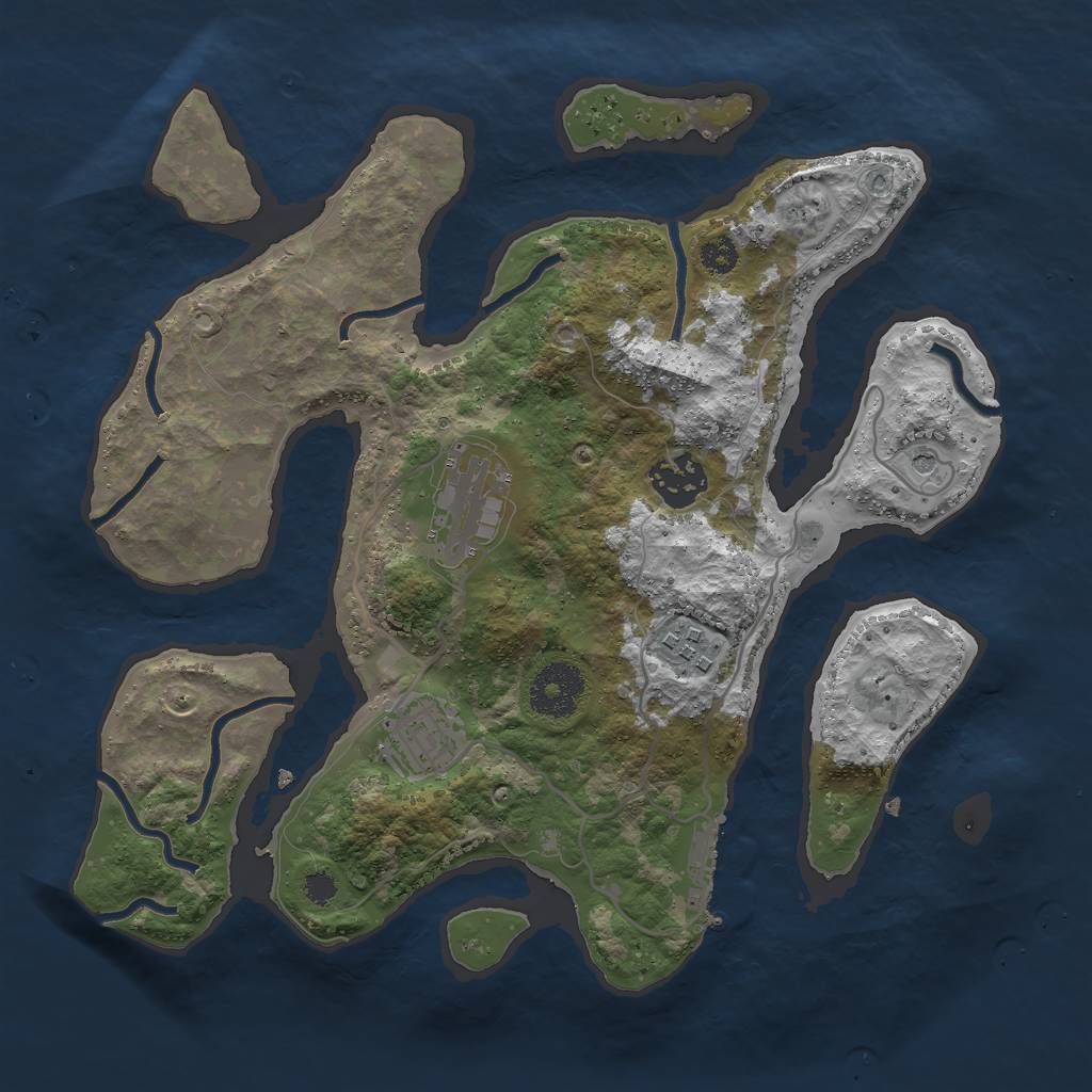 Rust Map: Procedural Map, Size: 3000, Seed: 2053661580, 8 Monuments