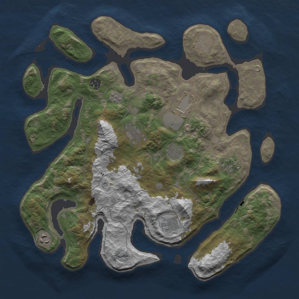 Rust Map: Barren, Size: 4000, Seed: 794341, 12 Monuments