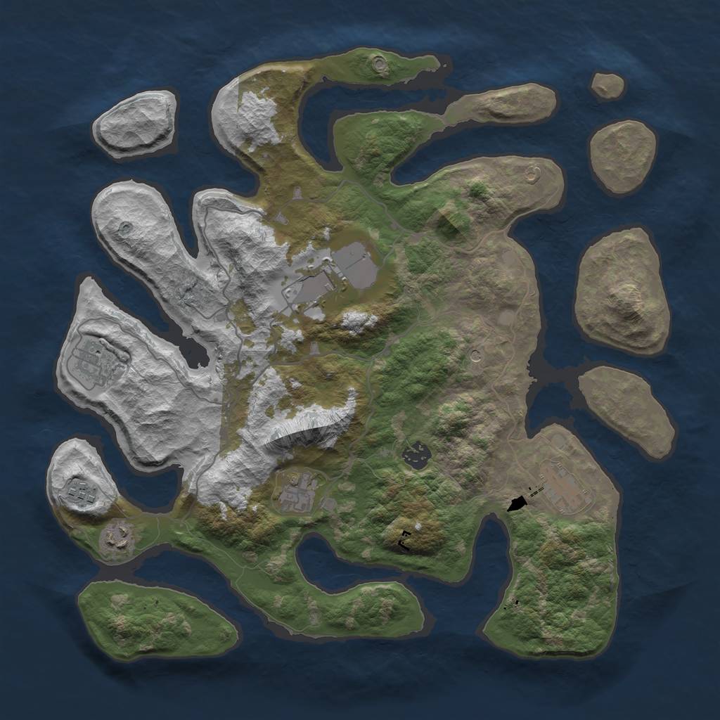 Rust Map: Barren, Size: 4000, Seed: 820462859, 10 Monuments