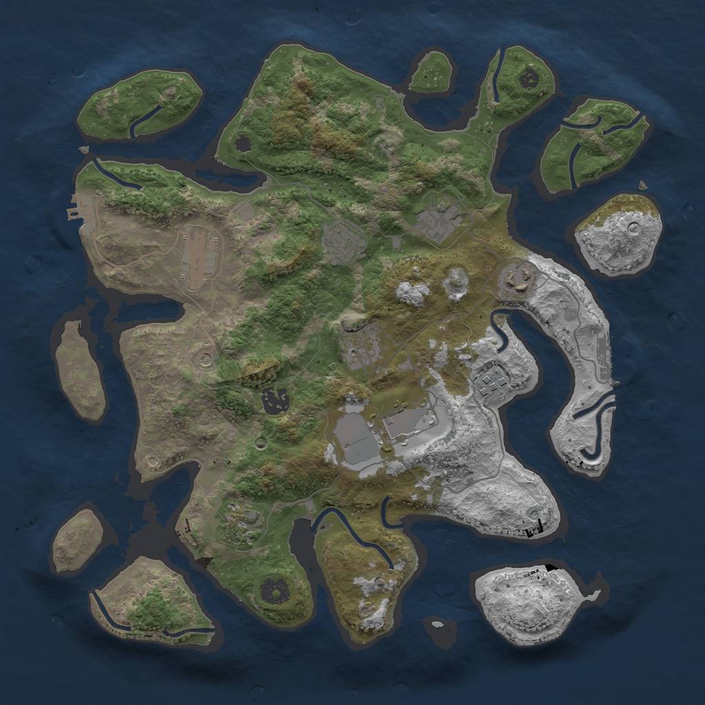 Rust Map: Procedural Map, Size: 3700, Seed: 17072021, 14 Monuments