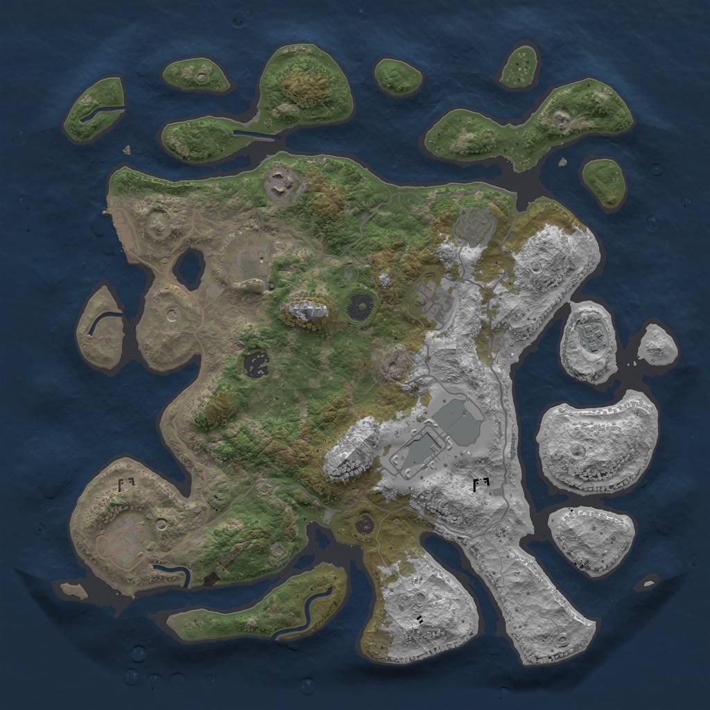 Rust Map: Procedural Map, Size: 4000, Seed: 994379938, 12 Monuments