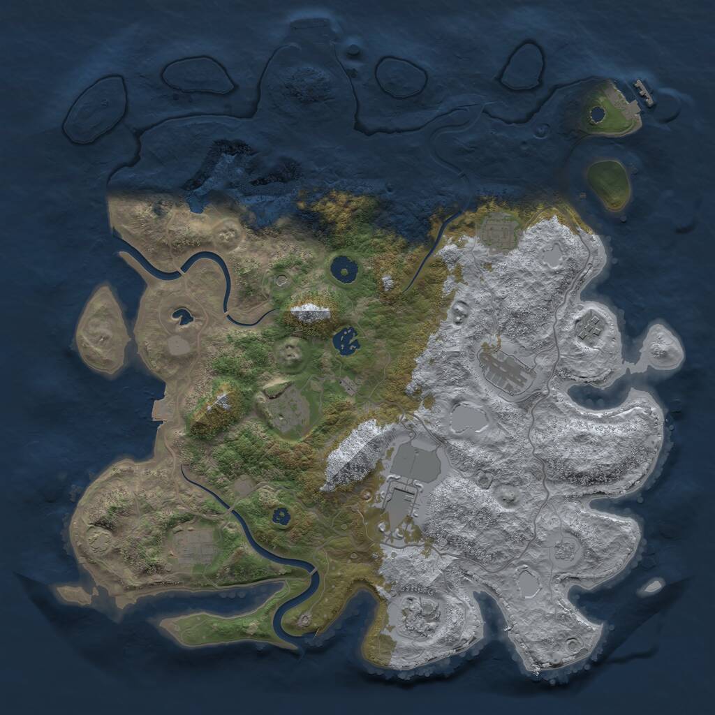 Rust Map: Procedural Map, Size: 4000, Seed: 994379938, 14 Monuments