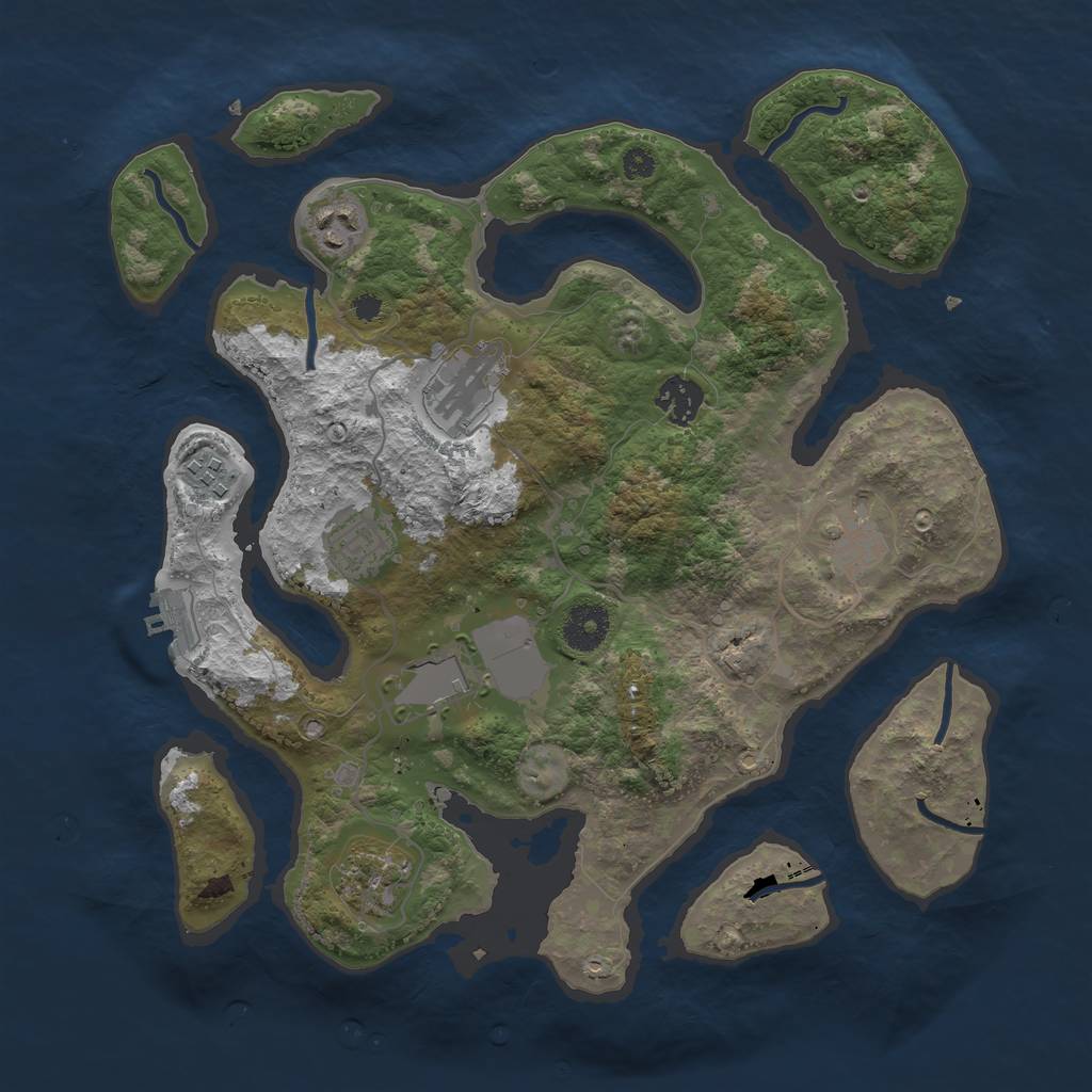 Rust Map: Procedural Map, Size: 3500, Seed: 1040616815, 11 Monuments