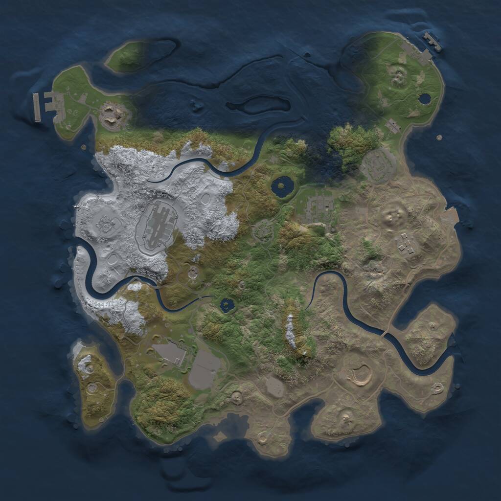 Rust Map: Procedural Map, Size: 3500, Seed: 1040616815, 13 Monuments