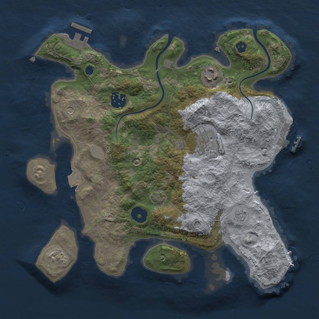 Rust Map: Procedural Map, Size: 3000, Seed: 1361105158, 9 Monuments