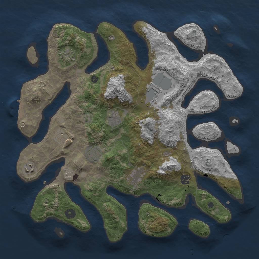 Rust Map: Procedural Map, Size: 3750, Seed: 1791955900, 13 Monuments