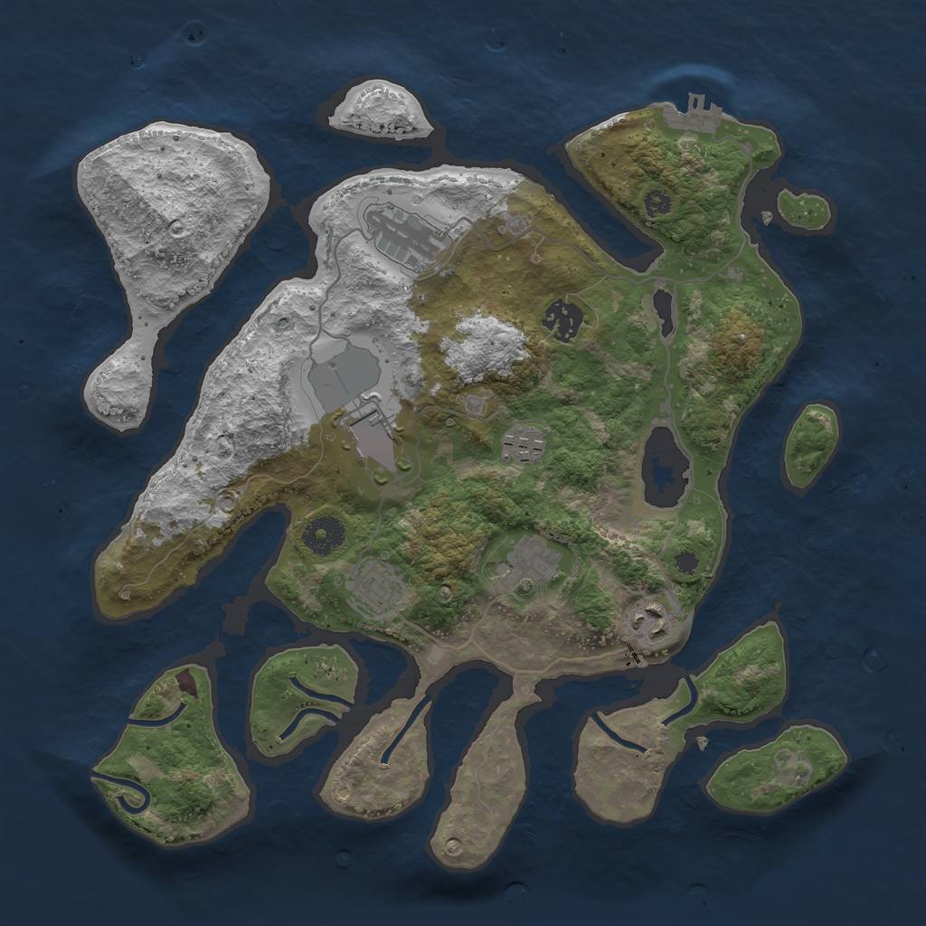 Rust Map: Procedural Map, Size: 3500, Seed: 84167, 10 Monuments