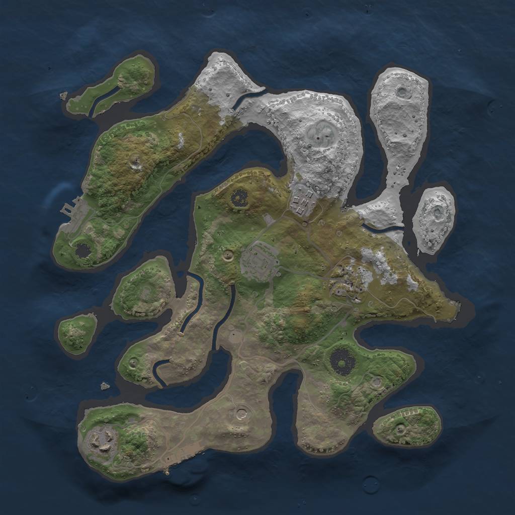 Rust Map: Procedural Map, Size: 3000, Seed: 2036261856, 9 Monuments