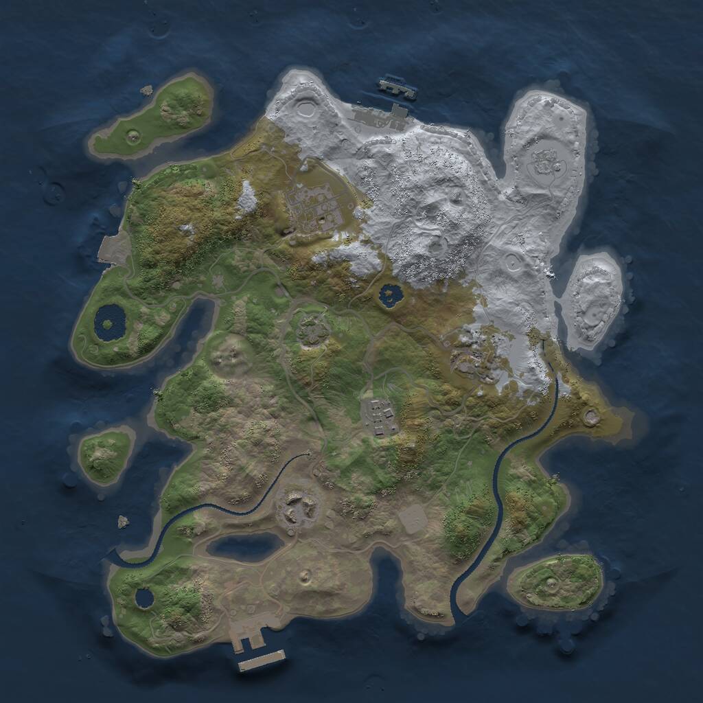 Rust Map: Procedural Map, Size: 3000, Seed: 2036261856, 9 Monuments