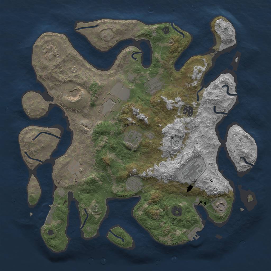 Rust Map: Procedural Map, Size: 3850, Seed: 756922600, 15 Monuments