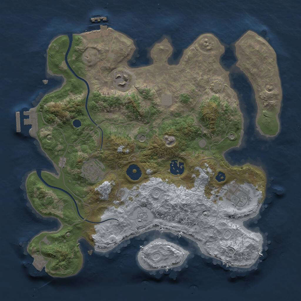 Rust Map: Procedural Map, Size: 3000, Seed: 21234, 10 Monuments