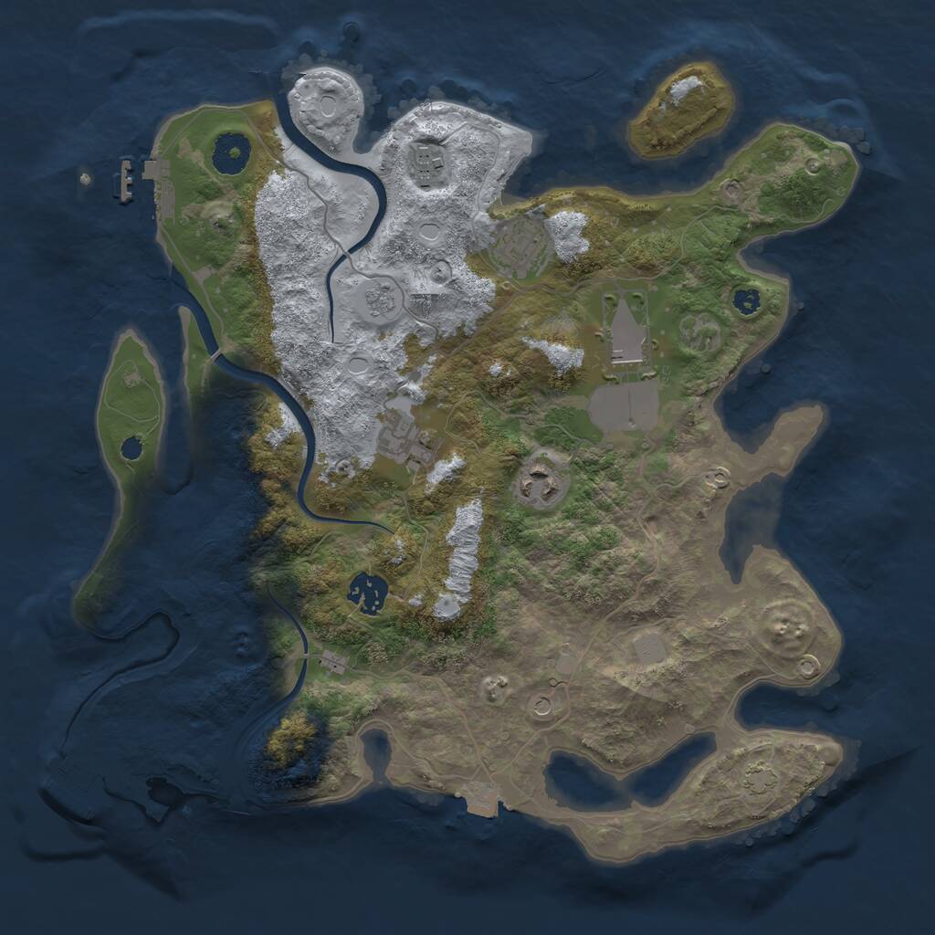 Rust Map: Procedural Map, Size: 3500, Seed: 1647349679, 12 Monuments