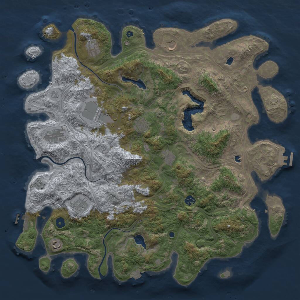 Rust Map: Procedural Map, Size: 4500, Seed: 673861, 16 Monuments