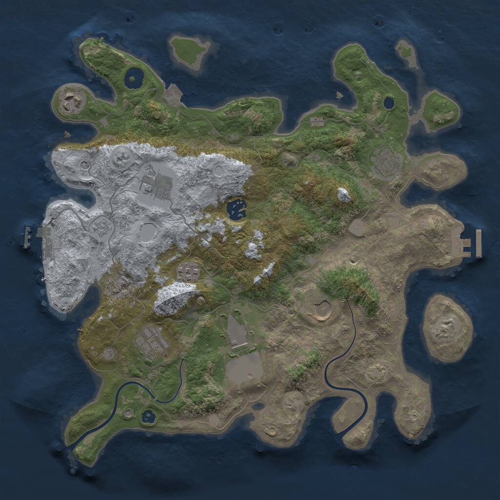 Rust Map: Procedural Map, Size: 3600, Seed: 1764069934, 14 Monuments