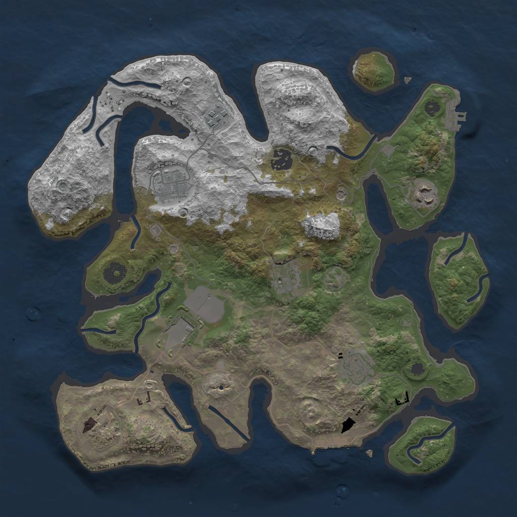 Rust Map: Procedural Map, Size: 3500, Seed: 195934480, 13 Monuments