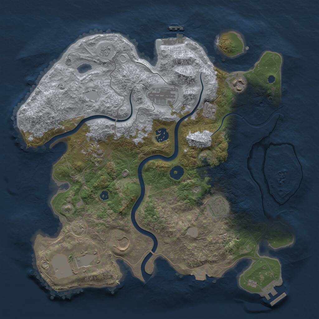 Rust Map: Procedural Map, Size: 3500, Seed: 195934480, 14 Monuments